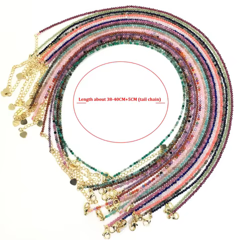 Cutting Flash Beads Gemstones for Men and Women Necklace Bracelet Crystal Quartz agate Choker Jewelry Party Gift Fashion 2-3mm 12 best sales watch choker - №5