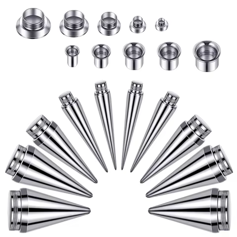 1 Piece Ear Stretcher Kit Piercing Earrings Surgical Stainless Steel Ear Plugs 11mm Expander Gauges Flesh Tunnel Body Jewelry 8 best sales stretching kit - №3