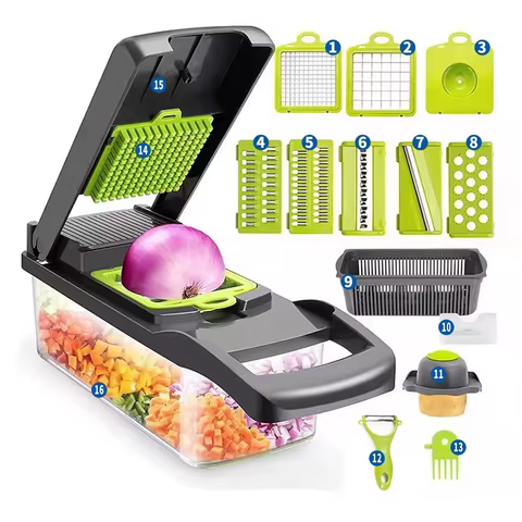 16 in 1 Multifunctional Vegetable Chopper Onion Chopper Handle Food Grate Food Chopper Kitchen tools Vegetable Slicer Dicer Cut 10 best sales strawberry nails - №7