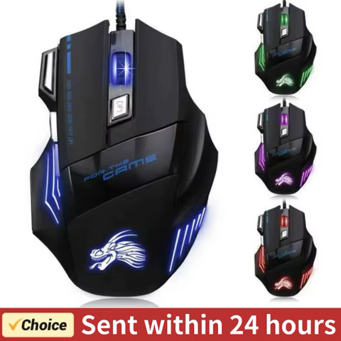 USB Wired Gaming Mouse 7 Button Backlit Ergonomic Mice 5500 DPI Backlight Adjustable Optical Mice for PC Gamer Computer Desktop 8 best sales gaming mouse with side buttons - №3