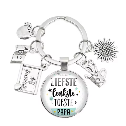New VOOR DE Liefste Juf Sleutelhanger Glass Keychain Anneau Porte Clef Bedankt Juf Cadeau Thank You Dear Teacher Gift Jewelry 10 best sales thank you gifts - №7