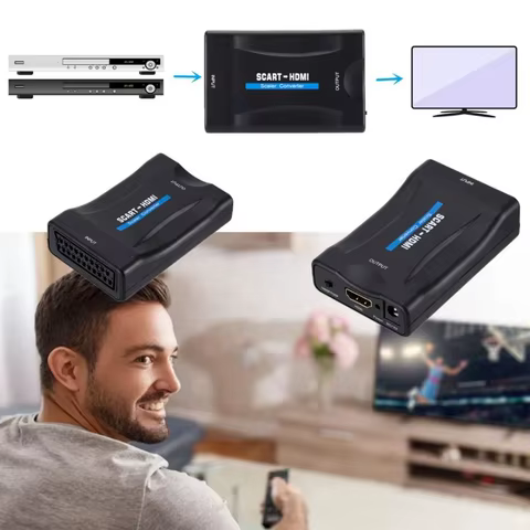 MnnWuu 1080P SCART To HDMI-compatible Video Audio Upscale Converter Adapter for HD TV DVD for Sky Box STB Plug and Play DC Cable 8 best sales scart - №3