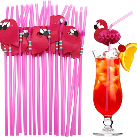Tropical Party Drinking Straws 25pcs Flamingo Pineapple Straws Hawaiian Summer Pool Wedding Decoration Reusable Beach Supplies 10 best sales hawaiian party - №6