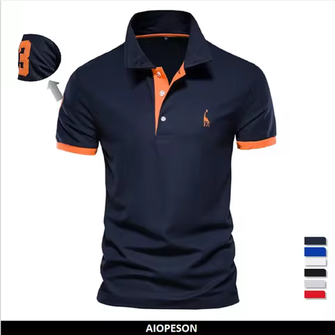 Dropshipping Polo Giraffe Shirt Men Quality Embroidery Summer Short Sleeve Polo Casual Business Social Mens Polos BR Size 8 best sales replica ralph loren - №6