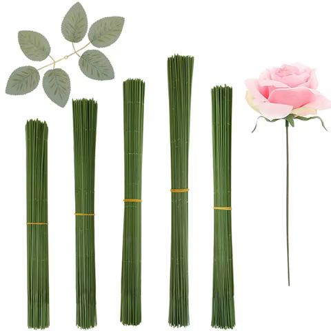 20Pcs 15/20/25/30/40cm Artificial Green Flower Stem DIY Floral Material Handmade Wire Stem Accessoies For Wedding Home Decor 8 best sales floral wire - №5