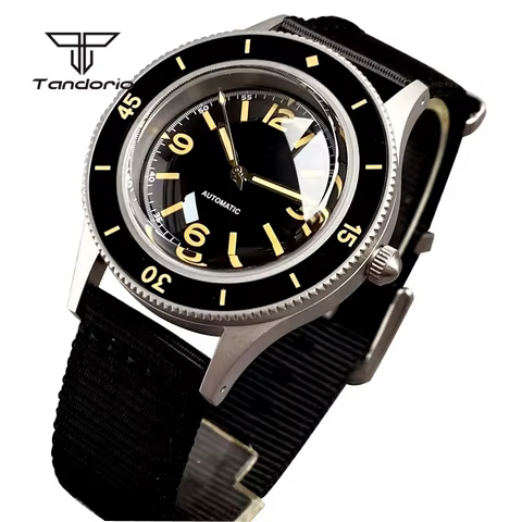 Tandorio Domed Sapphire Crystal NH35 Vintage 40mm Automatic Watch for Men Luminous 120 Clicks Bezel 20atm Mechanical Wristwatch 8 best sales bestsub - №5