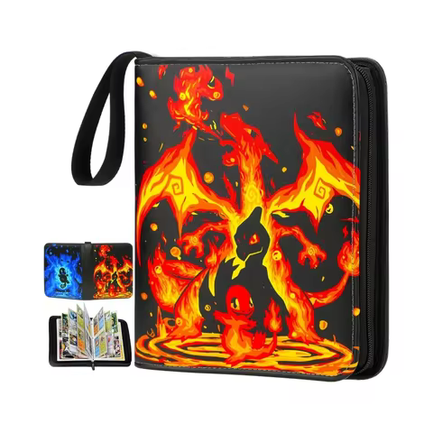 Trading Card Binder-4 Pocket 400 Pockets Card Holder Album with 50 Removable Sleeves Portable Card Collection Book with Zipper 10 best sales card binder 4 pocket - №1