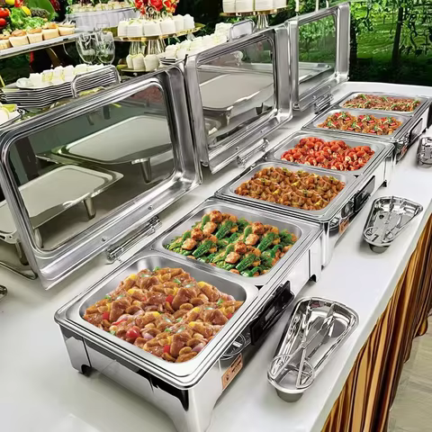 Commercial Hotel & Restaurant Stainless Steel Electric Buffet Food Warmers Hot Pot & Chafing Dish Cooking Equipment 10 best sales chafing dishes - №5