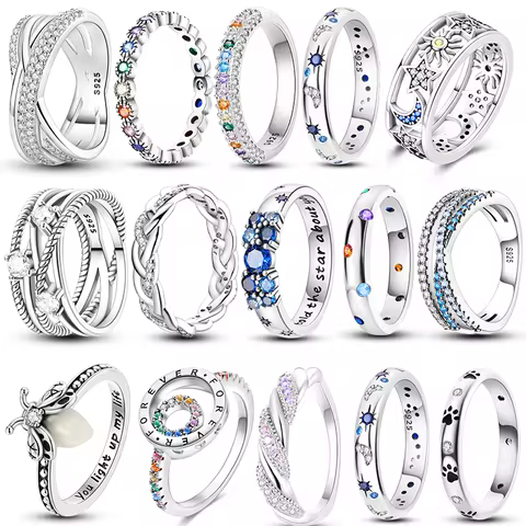 Women Silver Finger Rings for Women Original 925 Sterling Silver Cocktail Ring Geometric Cubic Zircon Heart Wedding Jewelry 12 best sales raymarine - №9