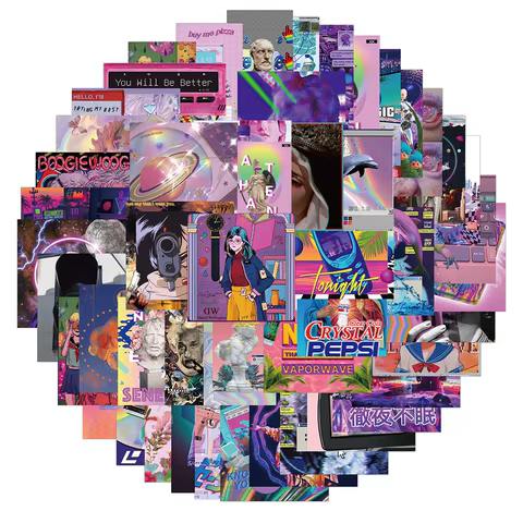 10/30/50pcs Ins Vaporwave Cool Stickers Aesthetic Graffiti DIY Phone Scrapbook Laptop Luggage Skateboard Sticker Decals Kids Toy 8 best sales vaporwave - №7