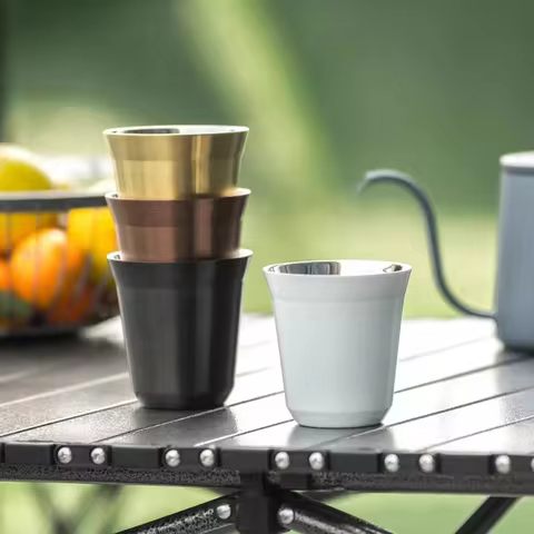 80ml Mini Coffee Cup Stainless Steel Double Wall Heat-insulating Coffee Cup Portable Small Drink Cups 8 best sales stainless steel espresso cup - №5