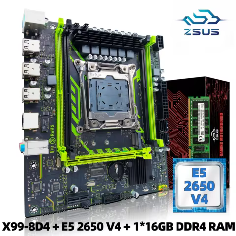 ZSUS X99-8D4 Motherboard Set Kit With LGA2011-3 Xeon E5 2650 V4 CPU DDR4 16GB (1*16GB) 2133MHZ RAM Memory NVME M.2 SATA 12 best sales sony rx0 - №12