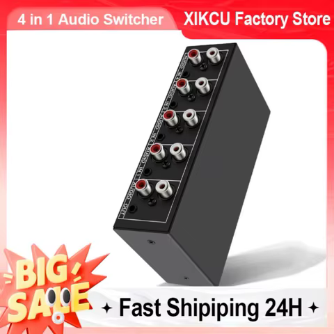 XIKCU RCA AUX Audio Switcher 4 in 1 Stereo Audio selector 4X1 Passive 3.5mm Aux L/R RCA audio switch box analog audio selector 10 best sales rca switch selector - №1