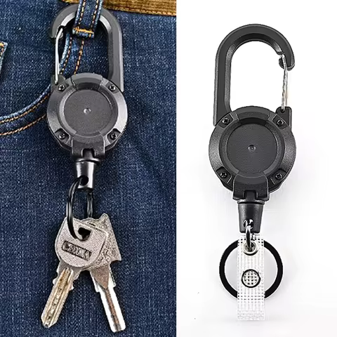 1Pcs Anti-theft Metal Easy-to-pull Buckle Rope Elastic Keychain Sporty Retractable Key Ring Anti Lost Yoyo Ski Pass ID Card 6 best sales retractable keychain - №3