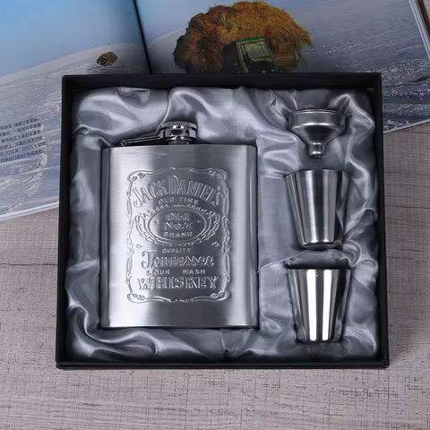 8oz Outdoors Portable Pocket Hip Flask Stainless Steel Whisky Flask Drink Alcohol Container Gift Box Vodka Drinking Bottle Tools 12 best sales alcohol pocket bottle - №2