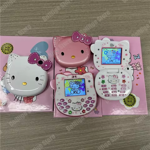 2024 New Sanrio Kawaii Hello Kitty Mini Phone Cartoon Kids Taiml Cute Phone Festival Birthday Fashion Girls Toys Children Gift 10 best sales pink mobile phone - №7