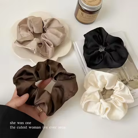 1/3PCS Vintage Silk Hair Scrunchies Elastic Hair Bands Solid Color Women Girls Headwear Ponytail Ties Rope Hair Accessories 6 best sales silk scrunchie - №1