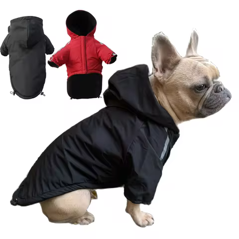 Autumn Winter Pet Dog Waterproof Warm Coat Cotton Hooded Jacket The Dog Face Small Dogs Cat Reflective Pet Clothes Winter Coat 6 best sales adidog dog clothes - №6