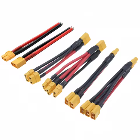 Silicon wire XT60 parallel battery connector male/female cable double extension Y splitter/RC battery motor with 3 way 14AWG 12 best sales dji air 2s charger - №1