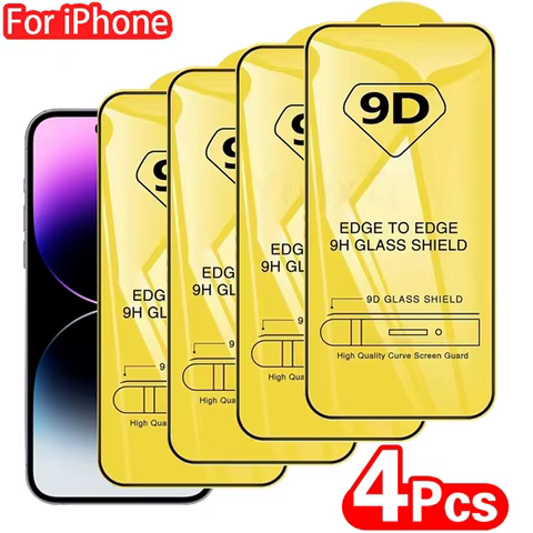 2/4PCS 9D Tempered Glass For iPhone16 15 14 13 12 11 Pro Max Screen Protector For iPhone 78 Plus XR Xs Max Protective Glass Film 10 best sales samsung 22 ultra - №8