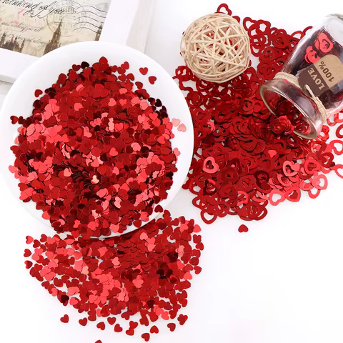 Red Love Heart Table Confetti Valentines Day Party Sequins Confetti Wedding Engagement Anniversary Bridal Shower Birthday Party 12 best sales confetti wedding - №8