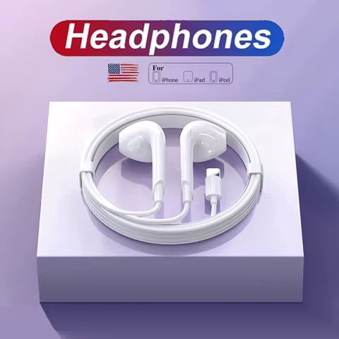 Original Wired Lightning Earphones For Apple iPhone 14 13 12 11 Pro Max Mini X XS XR X 7 8 6 Plus SE 2020 Headphones Accessories 10 best sales apple iphone handsfree - №6