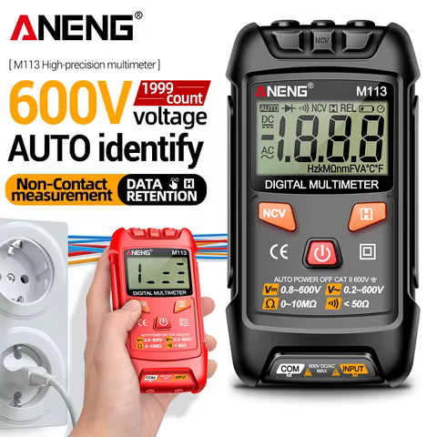 ANENG M113 Inteligent Multimeter 1999 Count Digital AC/DC Voltage Meter Ohm NCV Measuring Mini Instruments Electricity Test Tool 10 best sales smart tool - №1