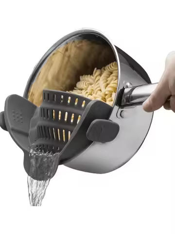 1pc Adjustable Silicone Clip-On Strainer for Pots, Pans, and Bowls - Handheld Drainer for Noodles, Pasta 8 best sales pasta strainer - №2