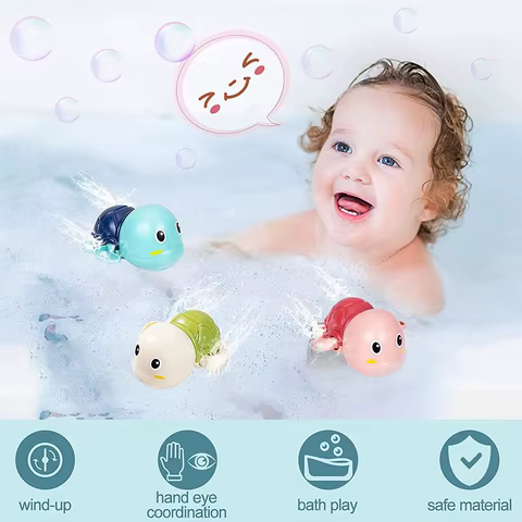 Baby Bath Toys Bathing Cute Swimming Turtle Whale Pool Beach Classic Chain Clockwork Water Toy For Kids Water Playing Toys 8 best sales bath doll - №7