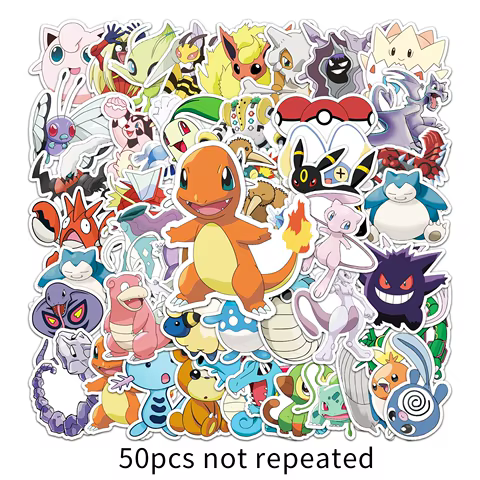 50 Piece MINISO Pokemon Waterproof Stickers DIY For Phones Laptop Car Sticker 8 best sales pokemon wall stickers - №5