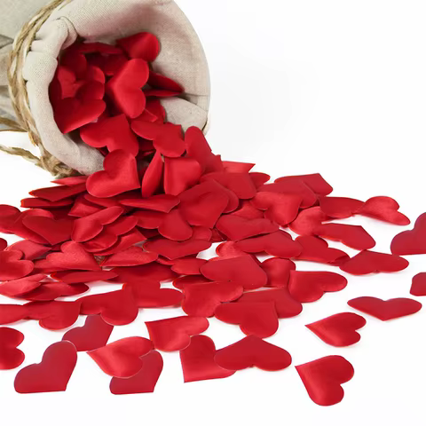 100/200Pcs Artificial Love Heart Petals Valentine's Day Wedding Party Confetti Petals Sponge Satin Fabric Table Bed Decorations 12 best sales confetti wedding - №9