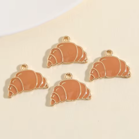 10pcs Gold Color Cartoon Enamel Croissant Charms Breakfast Pendant Fit Necklaces DIY Handmade Jewelry Making Finding Supplies 10 best sales aruba souvenir - №8