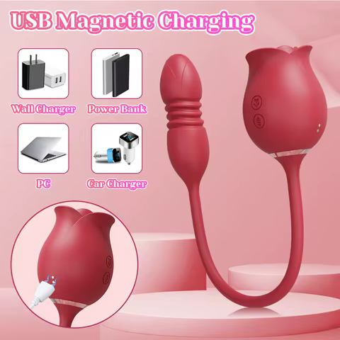 Rose Sucking Sex Toys Dildo Vibrator for Women 3in1 Thrusting G Spot Anal Vibrators Stimulator Female Vibrating Egg Adult Toys 8 best sales thrusting penis - №7