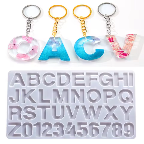 Alphabet Epoxy Resin Silicone Mold DIY Letter Number Pendant Resin Mold Keychain Earring Epoxy Resin Jewelry Crafts Casting Mold 10 best sales silicon resin - №2
