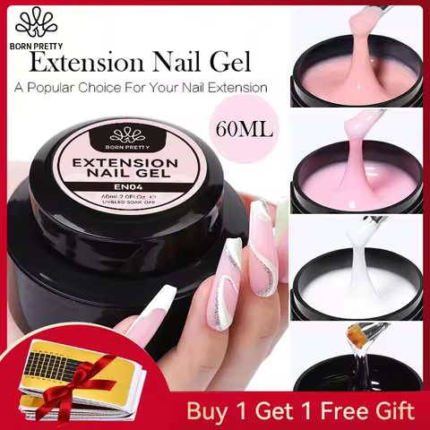 BORN PRETTY 60/30ml Hard Jelly Extension Nail Gel Polish French Nails Nude Pink White Clear Nail Supplies Gel for extension 10 best sales clear nail polish - №10