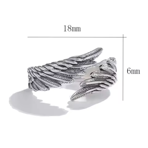2pcs Vintage Angel Bat Wing Demon Eye Hip Hop Adjustable Couples Rings for Men Women Retro Silver Color Jewelry Party Daily 8 best sales angel accessories - №4