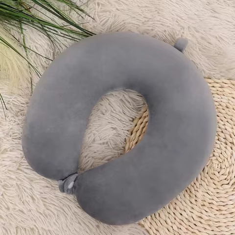 Simple fashion plush U-shaped pillow driving travel neck pillow nap pillow comfortable relief fatigue 10 best sales furry body pillow - №4