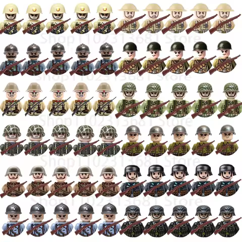 20Pcs/Set WW2 Military Soldier Array Soviet US UK France Japan Canada Italy China Building Blocks Action Figure Bricks Kids Toy 6 best sales pg40 - №2