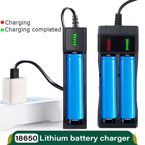 18650 Battery Charger 1/2/4 Slots Dual 18650 Charging 3.7V Rechargeable Lithium Battery USB Charger For 16340 14500 18650 8 best sales vape rda - №6