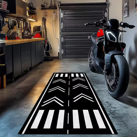 Motorcycle Display Mat Minimalist Geometric Strip Carpet Black White Creative Runway Floor Mats Dirt-resistant Bedside Rug Ковер 12 best sales motorcycle carpets - №9