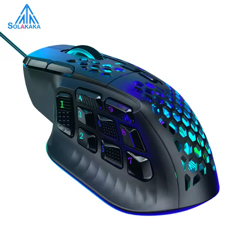 SOLAKAKA SM809 Wired Gaming Mouse 16 Side Buttons 22800 DPI Programmable Macro MMO Mouse Gamer PAW3311 Honeycomb Ergonomic RGB 8 best sales gaming mouse with side buttons - №8