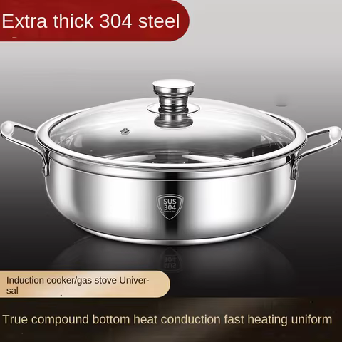 304 stainless steel hot pot pot soup pot thickened household food-grade non-stick pot universal pot for induction cooker and gas 10 best sales hot pot stainless steel - №7