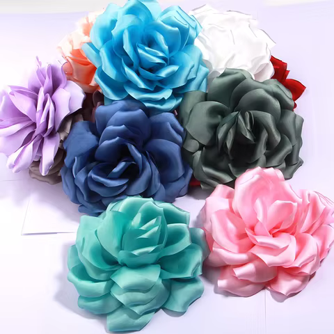 10PCS 14cm Vintage Artificial Flower Accessory For dress Apparel DIY Rosette Fabric Silk Organza Lace Satin Flowers Girl Kid 8 best sales organza flower - №5