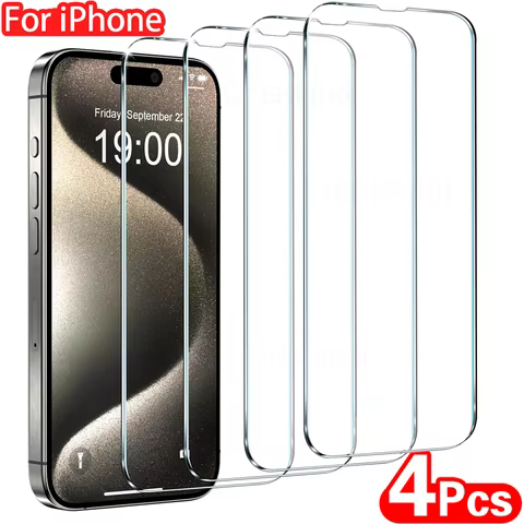 4Pcs Tempered Glass For iPhone 16 15 14 13 12 11 Pro Max Screen Protector For iPhone 7 8 Plus X XS Max XR Protective Glass Film 10 best sales ion8 - №5