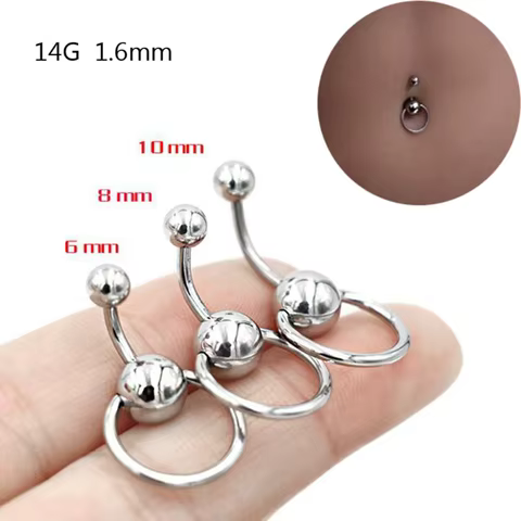 1Pc Punk 6mm/8mm/10mm Stainless Steel Belly Button Rings,Surgical Steel Navel Body Piercing jewelry for Women 10 best sales prince albert jewelry - №9