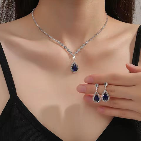 12 best sales crystal necklace set - №11