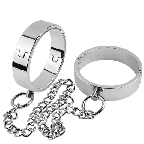 Handcuffs Ankle Cuffs Stainless Steel,Lockable Wrist & Ankle, BDSM Bondage Restraints Sex Toys for Couple Sex Game Slave Chain 12 best sales slave chains and shackles - №7