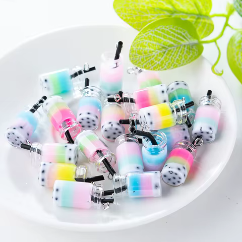 Sansango 10Pcs 3D Ice Cream Resin Charms Drink Cup Pendant For Jewelry DIY Earrings Necklace KeyChain Making 8 best sales drink charms - №3