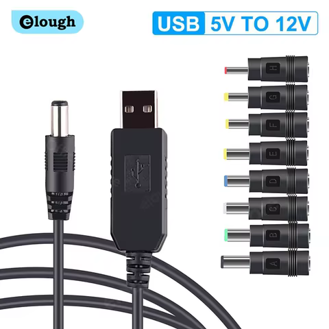 Elough WiFi to Power bank Cable Connector USB DC 5V to 12V Cable Boost Converter Step-up Cord For Wifi Router Modem Fan Speaker 6 best sales 5v to 12v converter usb - №2