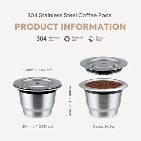 For Nespresso Reusable Coffee Capsule Stainless Steel Rich Crema Espresso Refillable Filters Pod Fit Inissia Pixie Essenza Mini 10 best sales illy - №5